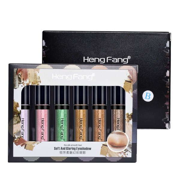 LAMUSELAND Glitter Liquid Eyeshadow, 6 Colors/set Shimmer Metallic Shiny High Pigmented Eyeshadow Pencil Set, Long Lasting Waterproof Sparkling Eye Makeup Tool for Women Girls (B)
