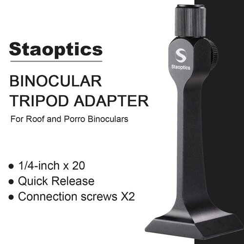 Staoptics Binocular Tripod Adapter Quick Release with 38mm Mounting Base 1/4-20 Inch Thread Removable Accessories for 8x42 10x50 12x60 15x56 15x60 15x70 20x60 25x70 Roof and Porro Binoculars.