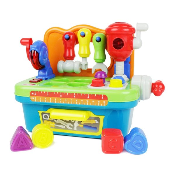 Boley Toddler Workbench Playset - 8 Pc Light & Sound Interactive Kids Tool Set for 3 Year Old Kids and Up