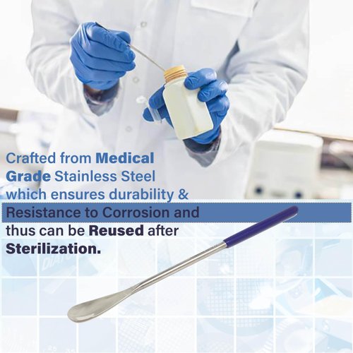 A2Z Stainless Steel Micro Lab Flat Spoon Spatula with Comfort Grip Handle, Flat Spoon Sampler for Mixing Transfering Cream, Gel, Powder, Cap Filler- Home & Lab Use - Laboratory Supplies - 6" Length