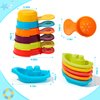AMCHSURI Baby Bath Toys for Kids Ages 1-3, 11 PCS Mold Free Toddler Bath Toys for 2-4 Bathtub, Water Table, Pool Toys Stackable Boats and Spoons for Babies 6-12 Months Early Learning Educational Gift