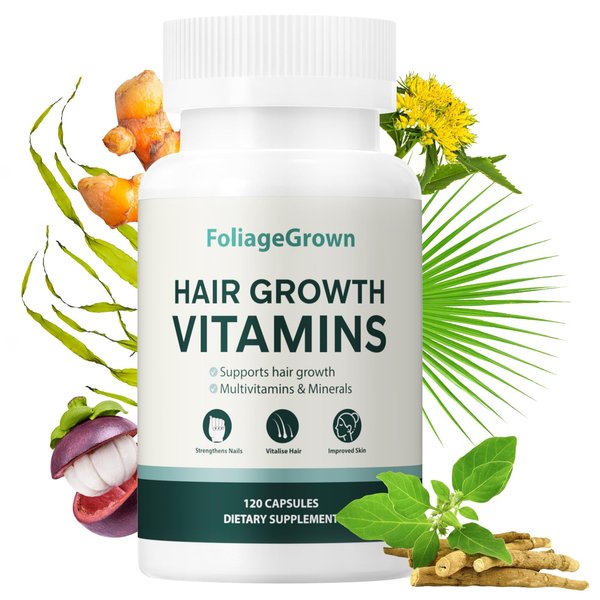 FoliageGrown Hair Growth Supplements,Visibly Thicker Hair,Hair Growth Vitamins for Women and Men - 2 Month Supply(120 Capsules)