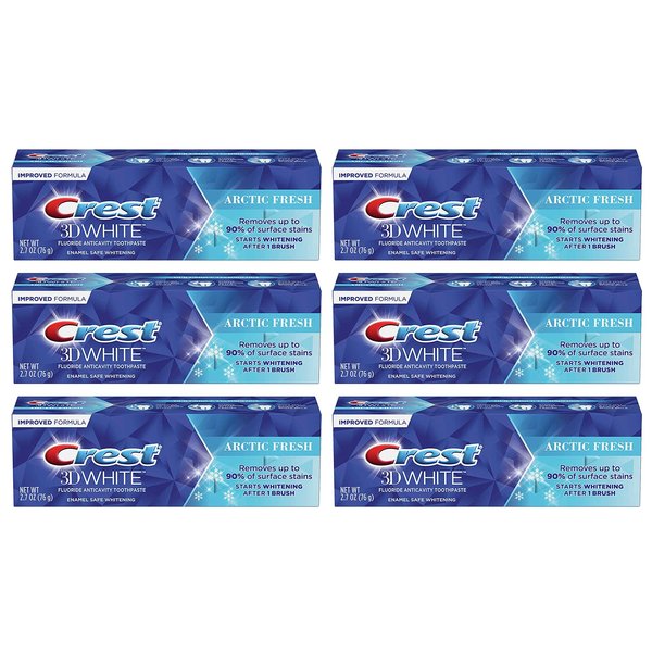 Crest 3D White Arctic Fresh Teeth Whitening Toothpaste, 2.7 oz (Pack of 6)