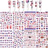 8 Sheets 4th of July Nail Stickers Independence Day Nail Art Stickers 3D Self-Adhesive USA Nail Decals American Flag Design Nail Art Supplies for Women DIY Acrylic Fourth of July Nail Decorations