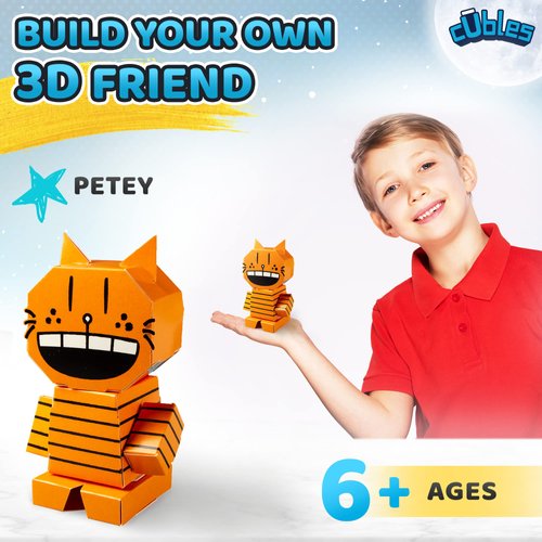 Cubles Toy Building Set, 3D Puzzle Meets Origami Kit, STEM Toys - The Dog Man Series - Petey