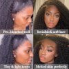 Afro Kinky Curly Human Hair Wigs 180% Density 13x4 Lace Front Wigs Human Hair Tiny Knots Pre Plucked Bleached Knots Kinky Curly Afro Lace Front Wig Short Curly Bob Wig With Black Band (16inches)