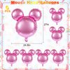 6 Pcs Mouse Head Balloons, 24'' Mouse Mylar Balloon Jumbo Mouse Head Aluminum Foil Balloons for Birthday Party Decorations Baby Shower Supplies Party Favors (Pink)