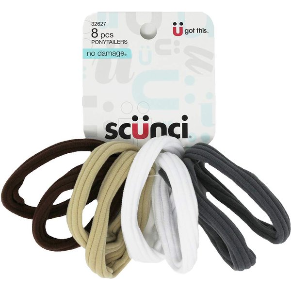 Scunci No Damage Ponytailers Hair Ties Elastics, 8 pcs
