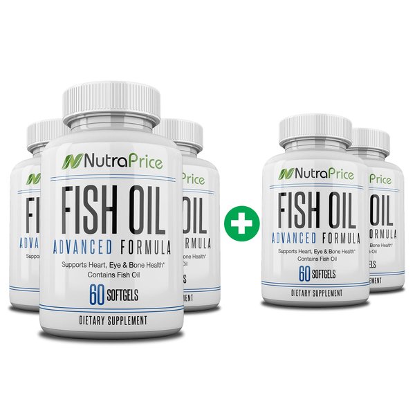 NutraPrice Fish Oil 2000 mg Omega-3 Fatty Acids EPA and DPA, Daily Supplement for Men and Women, Advanced Formula to Support Heart, Eye, Bone, Joint Health, Made in USA, 60 Soft Gel Capsules (5pk)