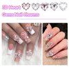 56Pcs Luxury Nail Art Rhinestone, Pink&White Silver Heart Nail Gems Charms, Silver Planet Gems Nail Diamond Rhinestones Jewels Charms for Girl Women DIY Nail Design Craft Jewelry Accessories