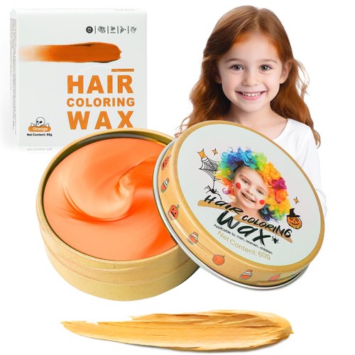 Temporary Orange Hair Color Wax for Kids, Women Men Colored Hair Styling Mud, Washable Style Dye for Girls Boys Teens, DIY Instant Hair Coloring Gel Cream for Cosplay Halloween Children's Day