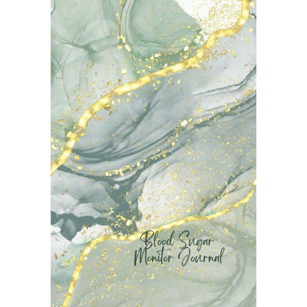 Shades of Green Marble Blood Sugar Monitor Journal: 120 Pages