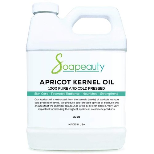 Soapeauty APRICOT KERNEL OIL Cold Pressed 100% Pure Natural Apricot Oil for Skin, Face, Hair Carrier for Essential Oils, Massage | 32 OZ