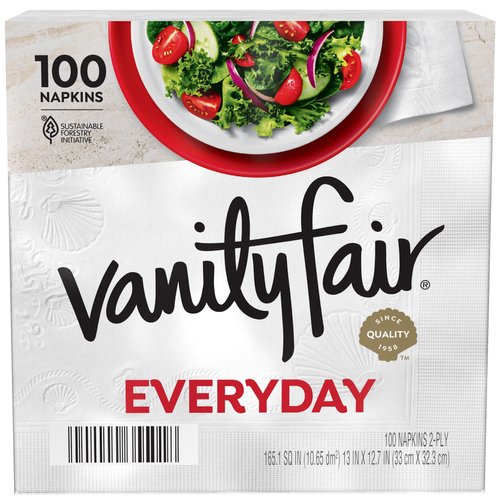 Vanity Fair Everyday Paper Napkins, 100 2-Ply Disposable Napkins