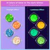 Chunky Glitter and Glow in The Dark Glitter 8 Colors with Glue Set 2, Holographic Body Glitter + Glow Glitter for Women Face Body Nail Hair Sparkle Makeup at The Concert/Festival/Rave Party