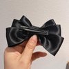 Xeahung 2 Pcs Hair Ribbon Bow Hair Clips Pink Ribbon Bow Clips for Women Bows Ribbon Hairpins Ponytail Barrettes with Bows Metal Clips Barrette Hair Bows for Toddler Girls Teens Adults (Black)