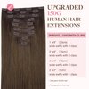 GOO GOO Clip in Hair Extensions Real Human Hair, 16inch 150g 9Pcs, 4A Chocolate Brown, Remy Human Hair Extensions Clip ins for Women, Natural Human Hair