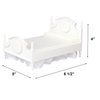 Dollhouse Furniture Mini Bed Set, Realistic Bedroom Accessories for 6 inch Dolls, Decorative Grey Bedspread & Pillows, White Wooden Frame, 1/12 Scale