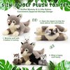 Shappy 5 Pcs Wolf Family Stuffed Animals Set 16 Inch Mommy Wolf Plush Toys with 4 Small Wolf Plushies in Her Zippered Tummy for Birthday Return Gifts Operation Christmas Bulk Items for Boys Girls