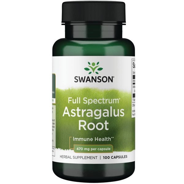 Swanson Astragalus Root - Herbal Supplement Promoting Immune System Support - Natural Formula Supporting Heart '&' Liver Health - (100 Capsules, 470mg Each)