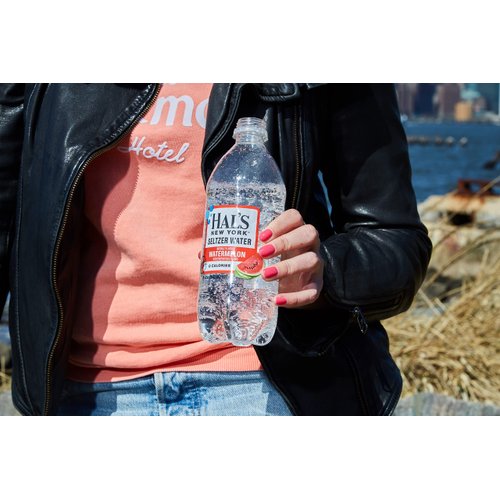 Hal's New York Seltzer Carbonated Watermelon Flavored Sparkling Water, Zero Sugar, Zero Calorie, Zero Carbs, 20 Fl Oz (Pack of 12)