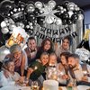 Black and Silver Birthday Party Decorations, Black Silver White Foil Balloons Happy Birthday Banner Fringe Curtains for 16th 18th 21st 24th 32th 40th 50th 60th Birthday Decorations for Men
