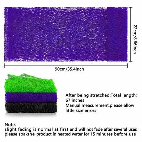 3 Pieces African Net Soft African Bathing Sponge African Body Exfoliating Shower Net, Back Scrubber Washer Skin Smoother, African Long Net Bath Sponge for Daily Use Body Scrub Exfoliation Cloth