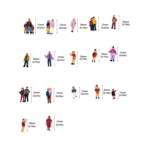 CWBPING 100pcs 1:87 HO Scale Standing Scenery Passengers Model Train Park Street People Figure Model Building Kit