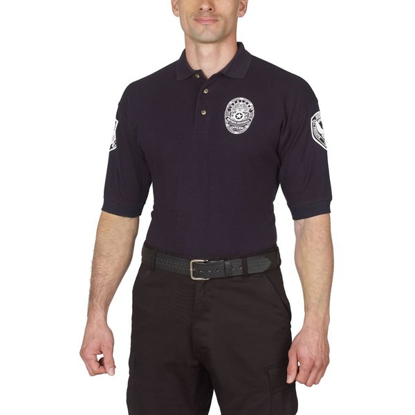 HPU Security Polo Shirt Deluxe 100% Cotton Pre-Shrunk Navy Blue with White Letters (S)