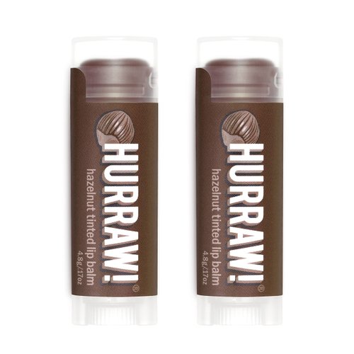 Hurraw! Hazelnut Tinted Lip Balm, 2 Pack: (Sheer Brown Tint) Organic, Certified Vegan, Cruelty and Gluten Free. Non-GMO, 100% Natural Ingredients. Bee, Shea, Soy and Palm Free. Made in USA