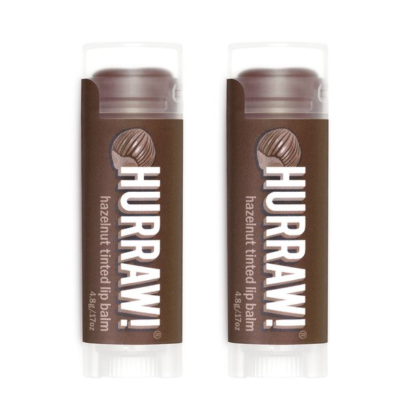 Hurraw! Hazelnut Tinted Lip Balm, 2 Pack: (Sheer Brown Tint) Organic, Certified Vegan, Cruelty and Gluten Free. Non-GMO, 100% Natural Ingredients. Bee, Shea, Soy and Palm Free. Made in USA