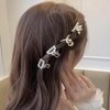 papasgix Pearl Hair Claw Clips, Bow Claw Clips, Butterfly Hair Clips, Small Gold Metal Claw Clips, Hair Accessory for Women Girls (2Pearl+2Rhinestone)