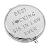 Sister in Law Gifts Compact Makeup Mirror Bonus Sister Gifts Sister in Law Birthday Gifts Gifts for Sister in Law Bridal Shower Gift Folding Makeup Mirror Wedding for Her(Silver)
