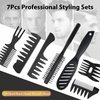 Hair Brush for Men, DUAIU 7Pcs Combs for Men, Hair Styling Comb Set with Vent Hair Brush, Quiff Round Hair Brush, Wide Tooth Comb, Texture Comb for Blow Drying, Detangling, Grooming, Hairdressing