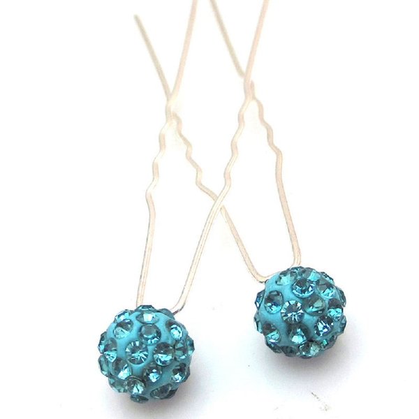 Shop Ginger Wedding Disco Ball Rhinestones U Shape Hair Pins Party Bridal Bridesmaid (Turquoise, 10)