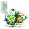Mini Brick Flower Bouquet Building Kit Features Artificial Flowers and is Perfect for Creating A One-of-a-Kind Home Decoration(Not Compatible with Lego Set) (Succulent)