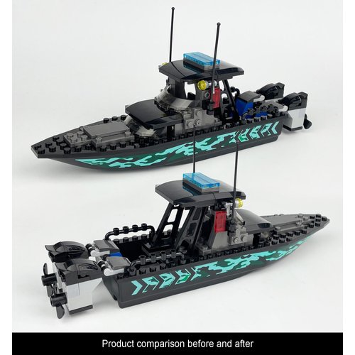 City Police Speed Boat Building Blocks Sets,City Fire Rescue Boat、Guard Boat 、Patrol Boat,Creative Building Bricks Compatible with Lego, Fun Gift or Pretend Play Toy for Kids (Speedboat-01 93PCS)
