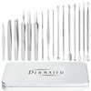 Dermated [16 Pack] Blackhead Remover Tools Pimple Popper Tool Kit | Stainless Steel Professional Pimple Extractor Tool Kit for Blackheads, Blemish, Comdone, Acne, Zit, and Whiteheads for Face & Nose