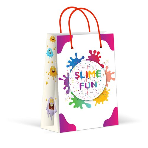Larzn - Celebrate With An Impression Premium Slime Party Bags, Rainbow Party Favor Bags, New, Treat Bags, Gift Bags, Goody Bags, Party Favors, Party Supplies, Decorations, 12 Pack