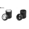 Chanmoo 1/10 RC Rally Racing Tires Rubber On Road Car Tyres and Plastic Wheels Rims 12mm Hex for 1:10 Scale RC Drift Car Tamiya HPI KYOSHO XV02 XV01 TA06 TT01 TT02 PTG2 RC On-Road Car 4PCS (Black)