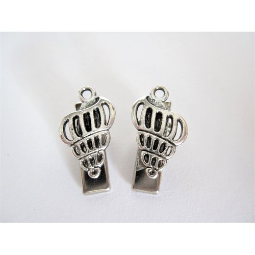 2 extra tiny small silver seashell metal alligator hair clip for fine thin hair
