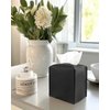 Leather Tissue Box Cover Square – Tissue Holder with Bottom Belt [JESMINI, Black] Aesthetic PU Leather Tissue Box Holder Decorative for Bathroom, Home Office Decor
