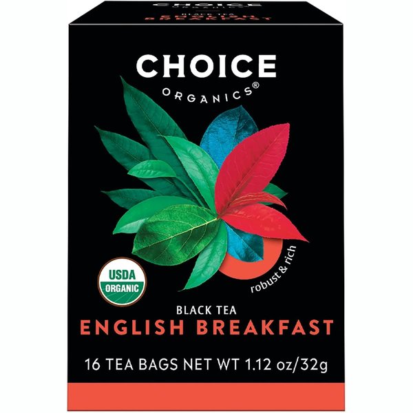 Choice Organics - Organic English Breakfast Tea (1 Pack) - Fair Trade - Compostable - Contains Caffeine - 16 Organic Black Tea Bags