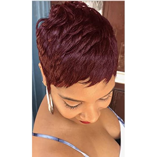 BeiSDWig Synthetic Short Wigs for Black Women Short Pixie Cut Wig Women Wigs Natural Short Hair (9627-Red)