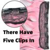 Vieuinaux 18inch Long 3/4 Full Head One Piece Curly Wave Short Clips in on Synthetic Hair Extensions Hair Pieces for Women 5 Clips Hairpieces (Brown/Light Pink Mixed)
