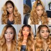 1B/27 Ombre Body Wave Human Hair Bundles 3 Bundles Human Hair 12 14 16Inch 100% Unprocessed Brazilian Virgin Hair Bundles Deals Body Wave Human Hair Extensions(1B/27-BB-12 14 16Inch)