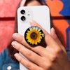 Ksadiye Translucent Clear Phone Grip with Expanding Kickstand,Cell Phone Collapsible Stand Sunflower Flower Design for Smartphones