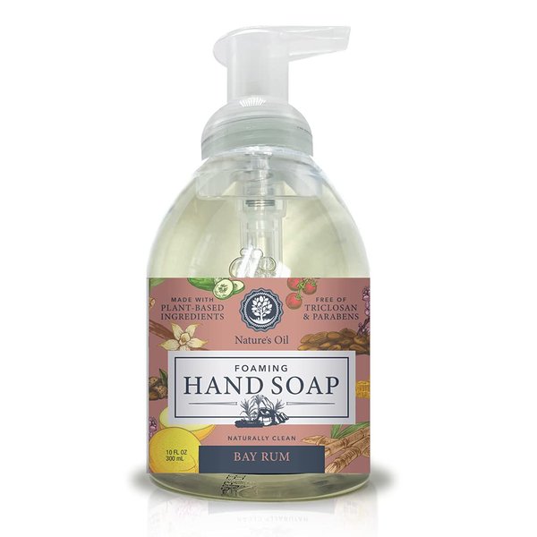Nature's Oil Foaming Hand Soap, Bay Rum, 10 Fluid Ounces (Single Unit)