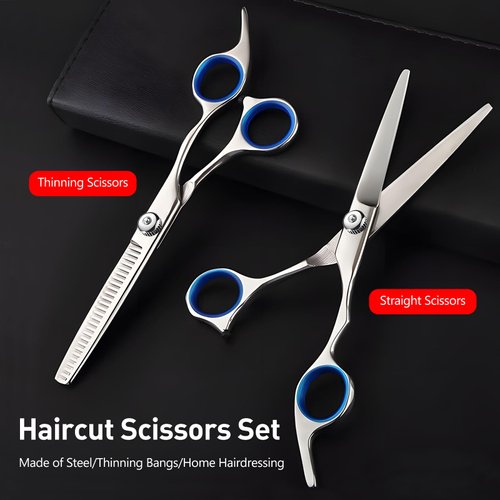 Professional Barber Hairdressing Scissors Kit: 6-inch Thinning Shears & Hair Cutting Razor Edge Scissor, Crafted from Japanese Stainless Steel.
