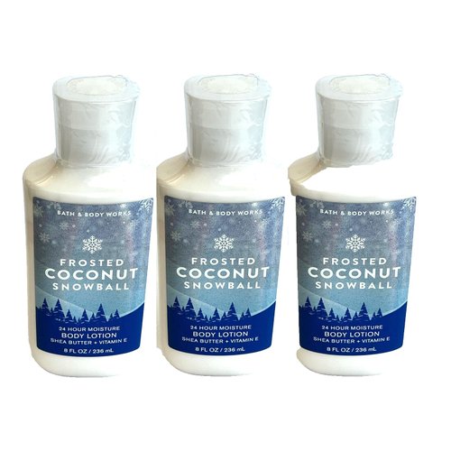 3 FROSTED COCONUT SNOWBALL SHEA BUTTER BATH BODY LOTION 8 FL OZ